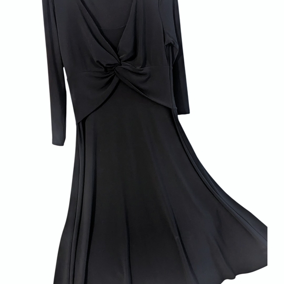 Jones New York Black Twist-Front A-Line Dress - Size 12 - Picture 1 of 4